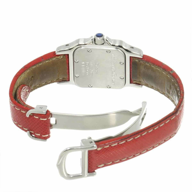 卡地亞 Santos Galbee SM W20012C4 雙色女錶，象牙白 YG 黃金石英錶-4