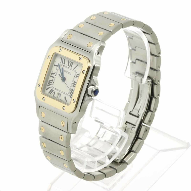 卡地亞 Santos Galbee LM W20011C4 雙色男士腕錶，日期顯示，黃金錶殼，石英錶-1