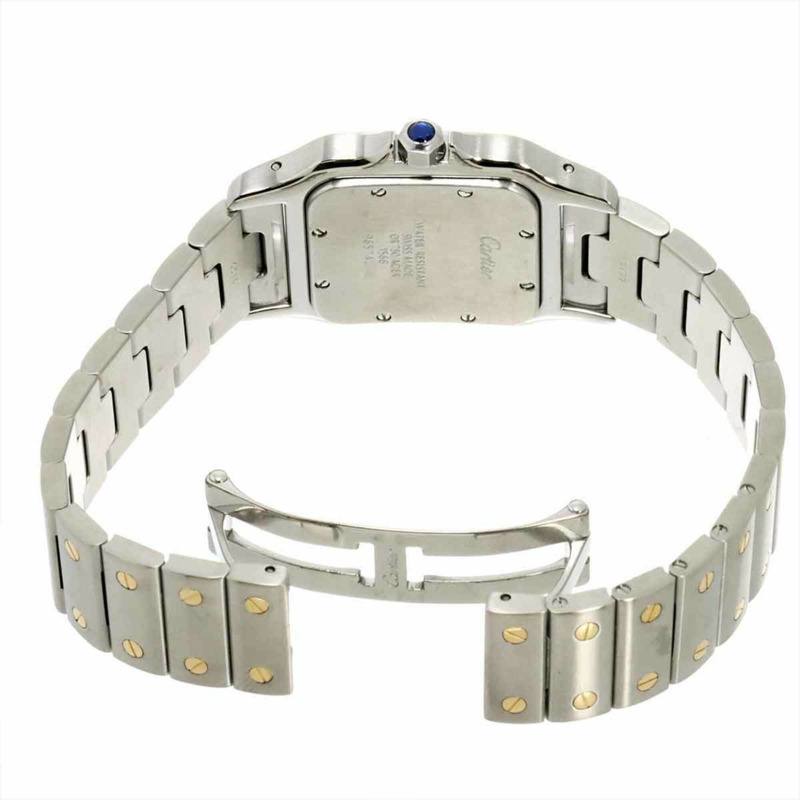 卡地亞 Santos Galbee LM W20011C4 雙色男士腕錶，日期顯示，黃金錶殼，石英錶-3