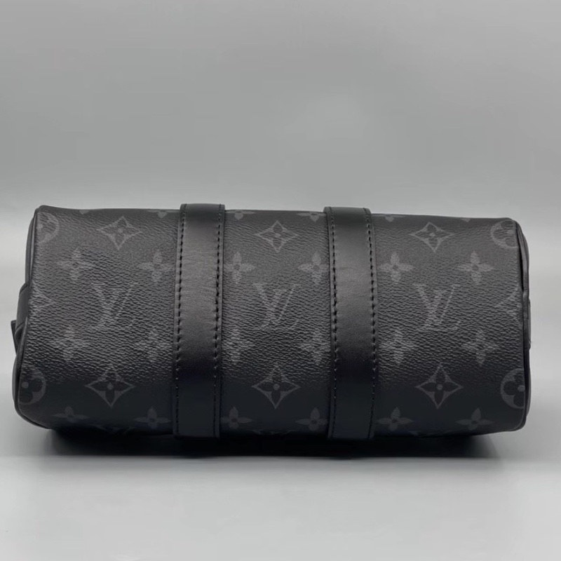 LOUIS VITTON路易威登老花Keepall 25黑武士手提斜挎包 芯片-12