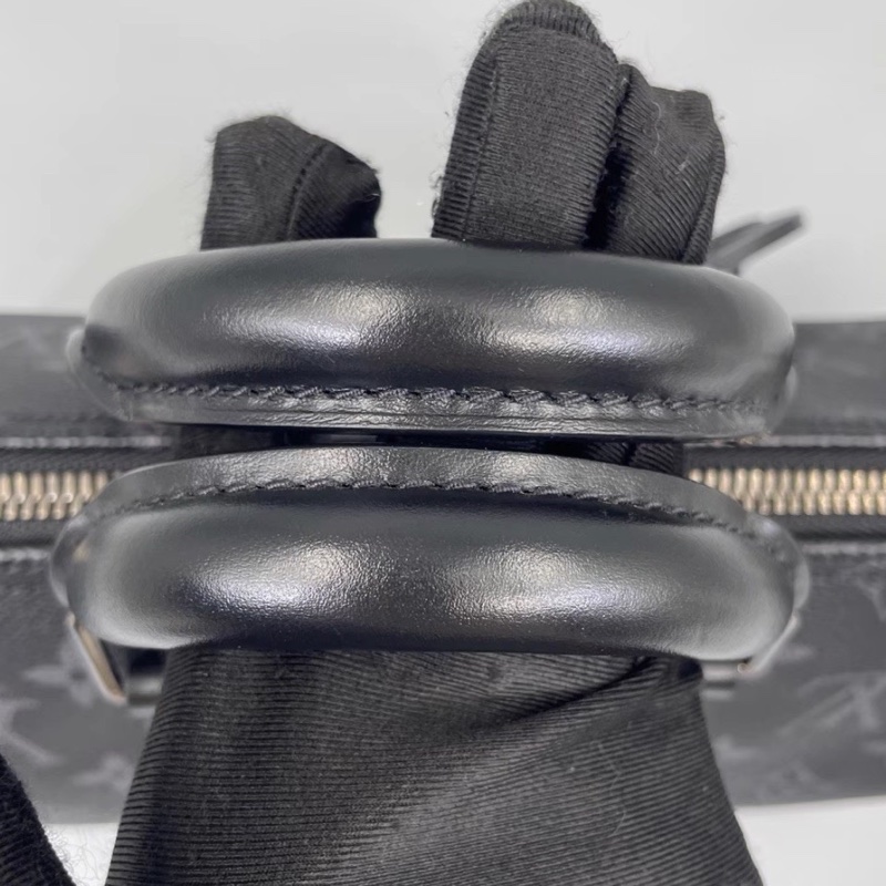 LOUIS VITTON路易威登老花Keepall 25黑武士手提斜挎包 芯片-16