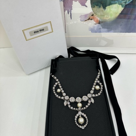 Miumiu 繆繆 拜占庭風格 珍珠水晶項鍊 全新