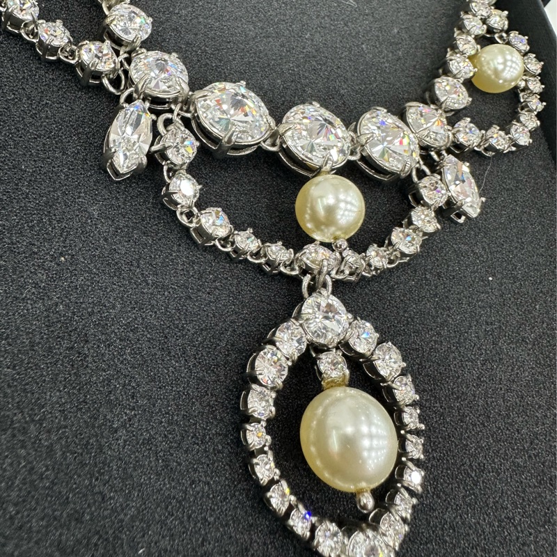 Miumiu 繆繆 拜占庭風格 珍珠水晶項鍊 全新-3