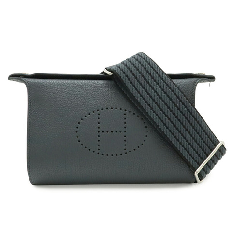 愛馬仕 Hermes Vide Poche H Evelyne 肩包 Togo 灰色 Misty Grey W Stamp