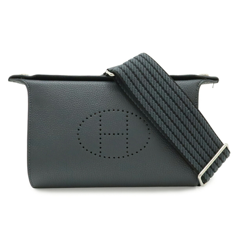 愛馬仕 Hermes Vide Poche H Evelyne 肩包 Togo 灰色 Misty Grey W Stamp-1