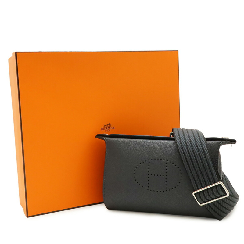 愛馬仕 Hermes Vide Poche H Evelyne 肩包 Togo 灰色 Misty Grey W Stamp-8