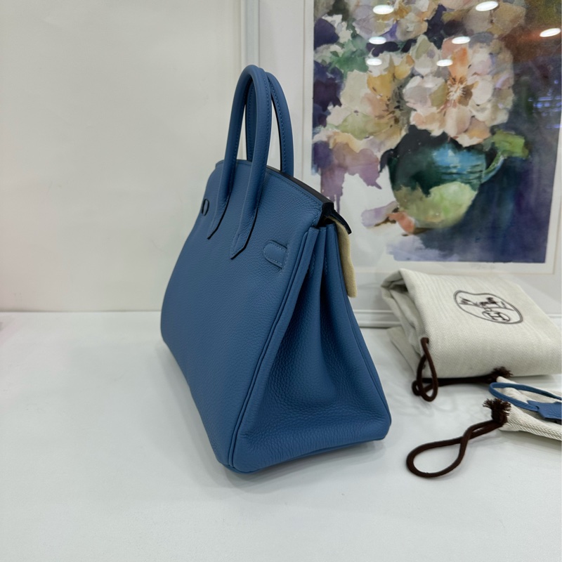 HERMES 愛馬仕 Birkin 25 天青藍銀扣 Togo皮 C刻 閒置-3