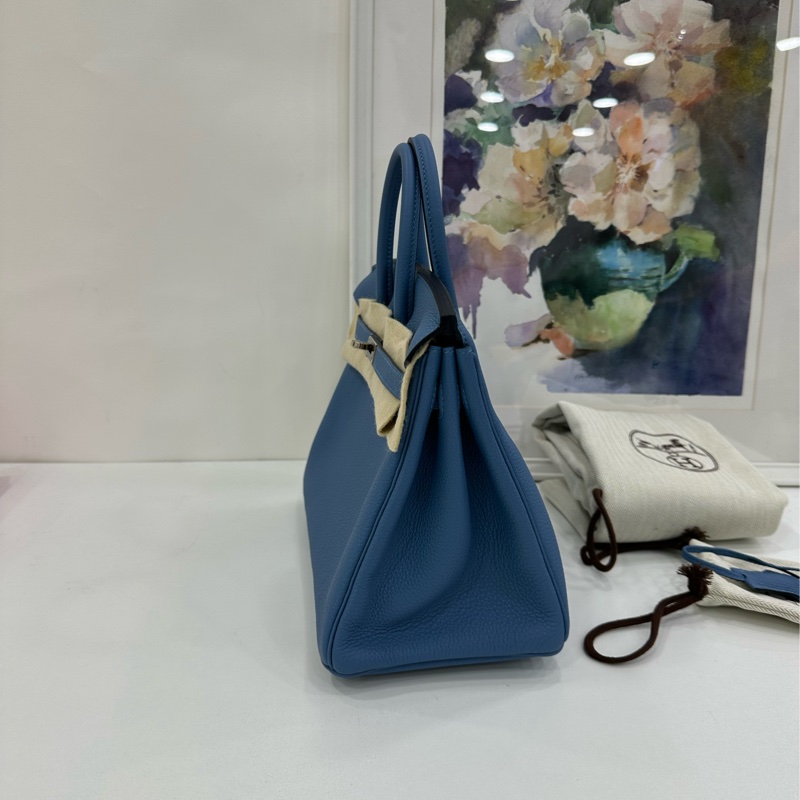 HERMES 愛馬仕 Birkin 25 天青藍銀扣 Togo皮 C刻 閒置-4