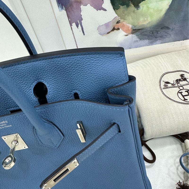 HERMES 愛馬仕 Birkin 25 天青藍銀扣 Togo皮 C刻 閒置-8