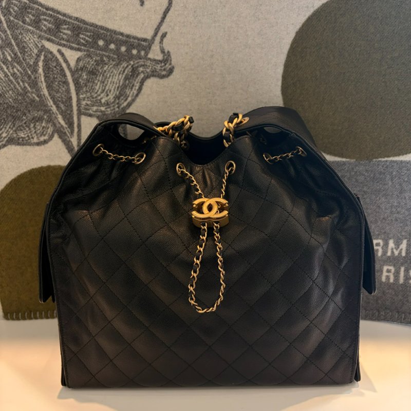 CHANEL 大HOBO肩背 黑色 晶片款-0