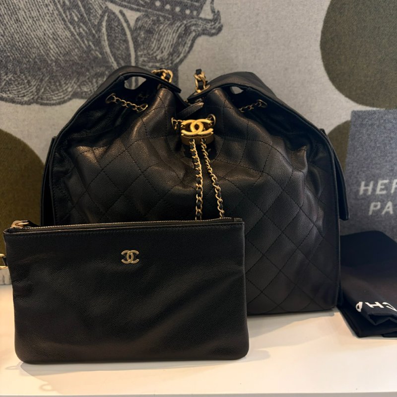 CHANEL 大HOBO肩背 黑色 晶片款-1