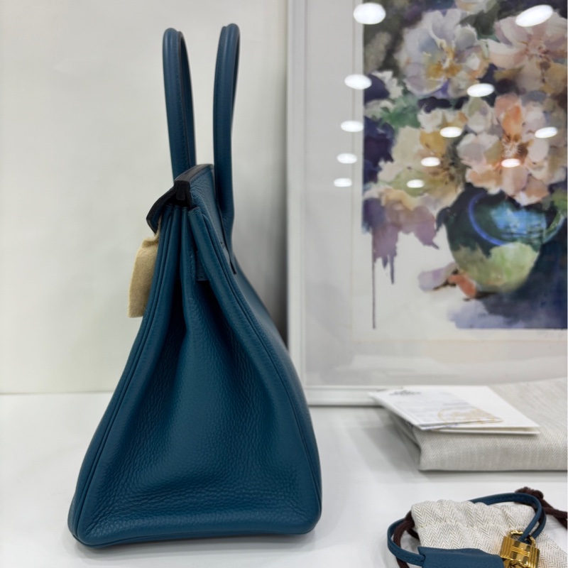 Hermes 愛馬仕 birkin 30 7C 珊瑚藍金扣X刻togo皮 有購證 full set-2