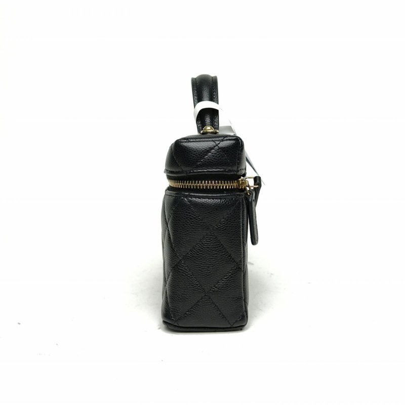 CHANEL 25C飯盒包黑色荔枝牛皮鐳射標淺金扣單皮穿鏈肩背包-1