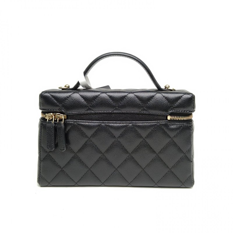 CHANEL 25C飯盒包黑色荔枝牛皮鐳射標淺金扣單皮穿鏈肩背包-2