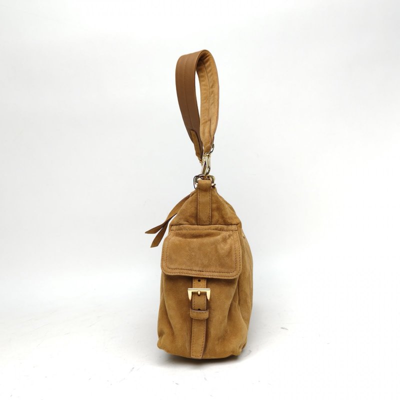 PRADA 棕色山羊皮25FWexpolre系列單肩包麂絨面肩背包-3