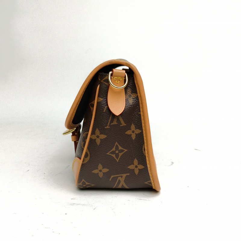 LOUIS VUITTON Diane法棍包24可拆卸黑紫寬肩帶老花PVC晶片肩背包-1