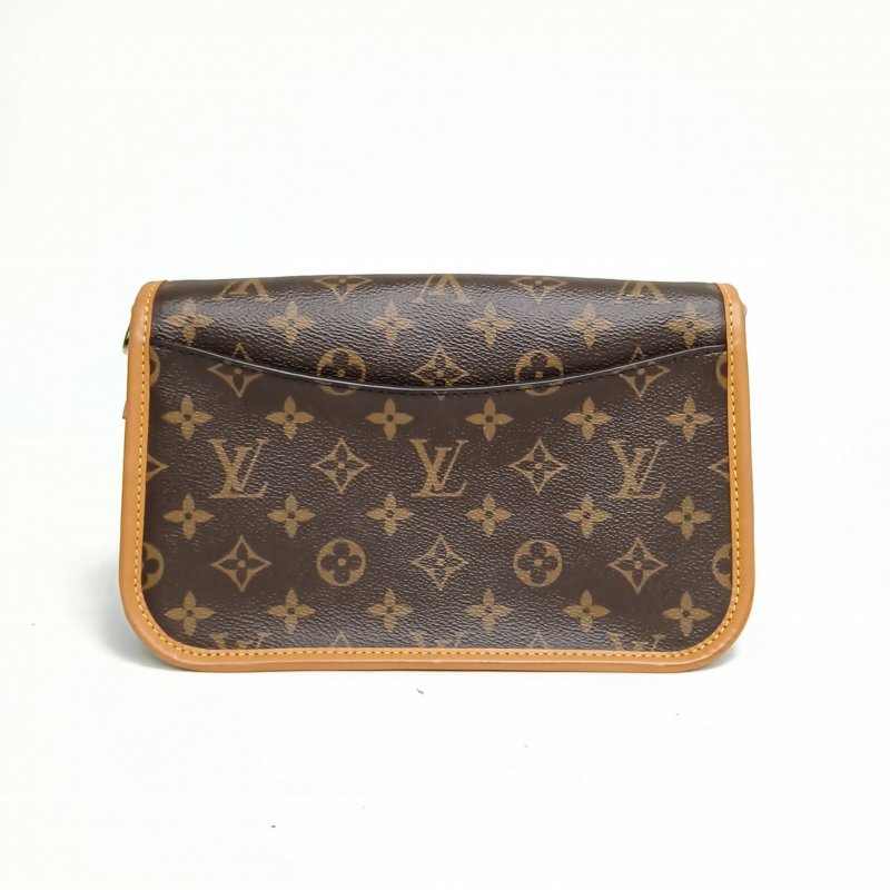 LOUIS VUITTON Diane法棍包24可拆卸黑紫寬肩帶老花PVC晶片肩背包-2