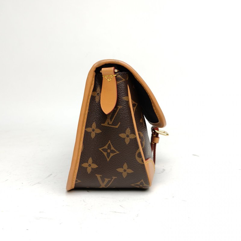 LOUIS VUITTON Diane法棍包24可拆卸黑紫寬肩帶老花PVC晶片肩背包-3