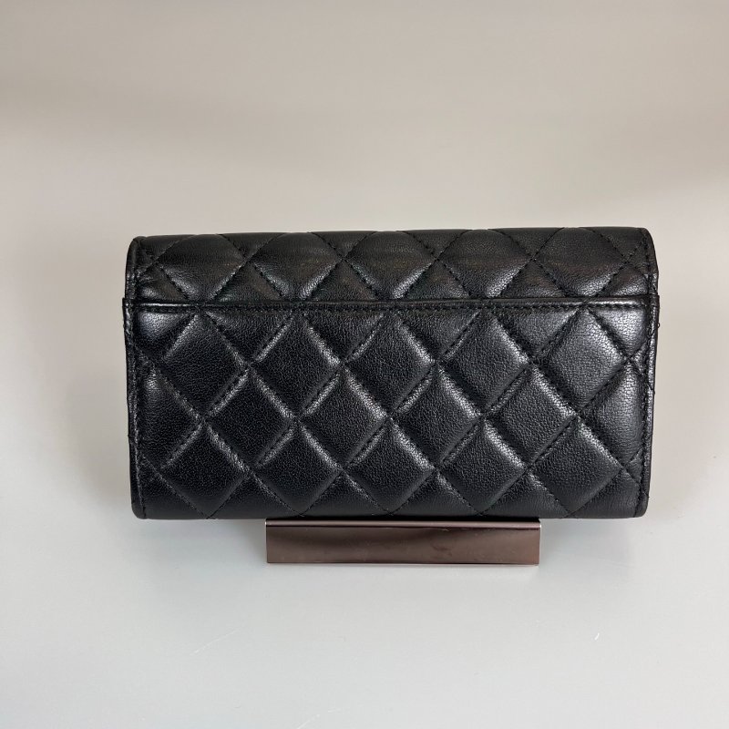 CHANEL 19菱格紋中夾 黑金 AP0777/保卡款28開-1