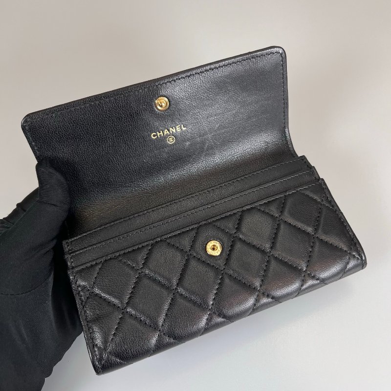 CHANEL 19菱格紋中夾 黑金 AP0777/保卡款28開-4