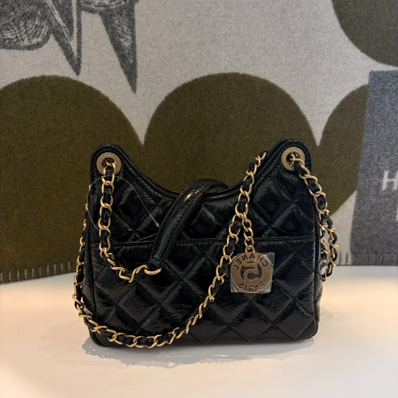CHANEL 小牛皮HOBO BAG小天貓 黑色-1