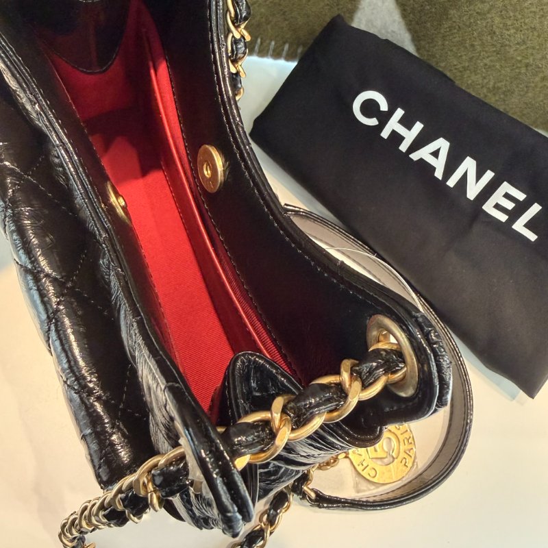 CHANEL 小牛皮HOBO BAG小天貓 黑色-4