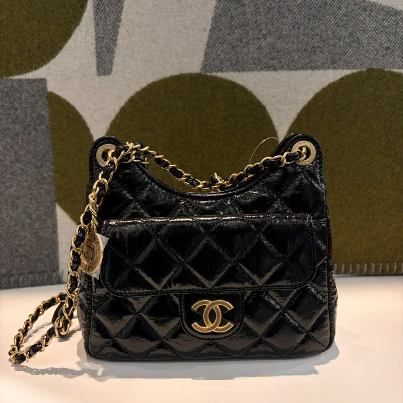 CHANEL 小牛皮HOBO BAG小天貓 黑色-0