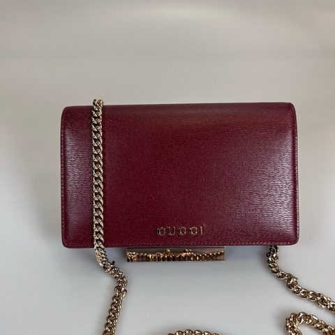 全新品 GUCCI 772643  酒紅皮革ROSSO ANCORA WOC包