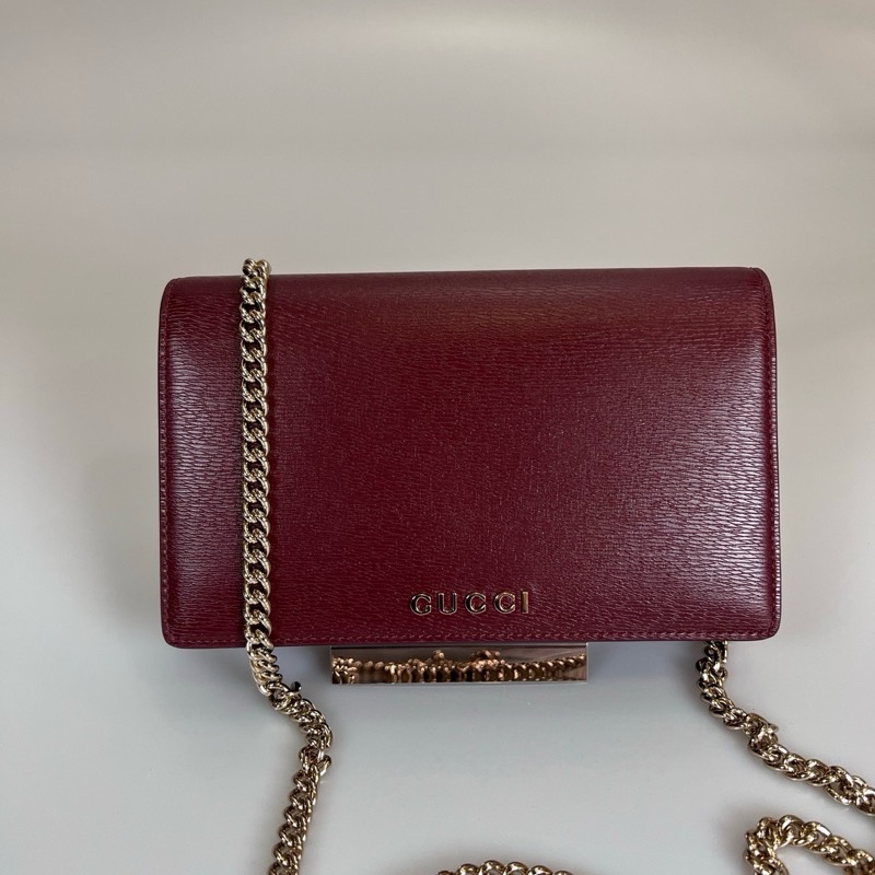 全新品 GUCCI 772643  酒紅皮革ROSSO ANCORA WOC包-1