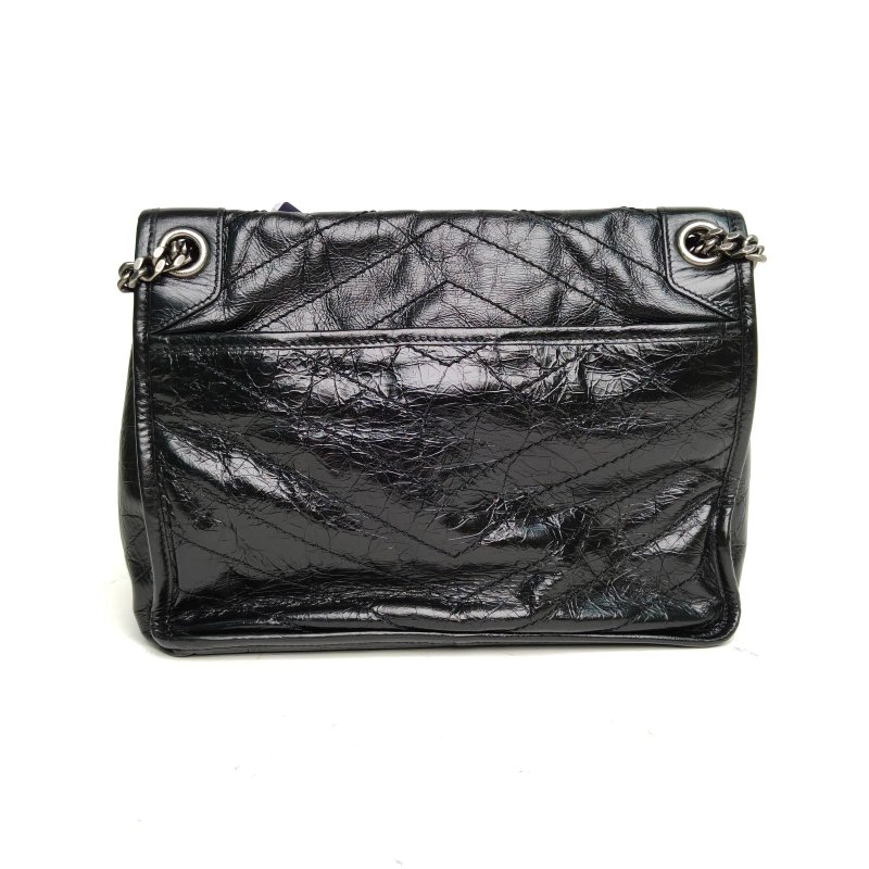 SAINT LAURENT Niki中號28黑色牛皮黑扣肩背包-2