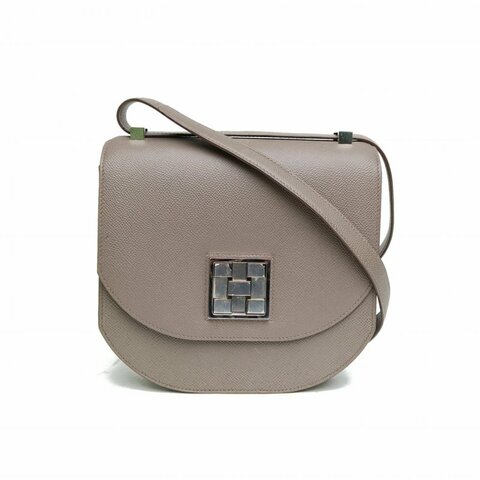 HERMES Mosaique馬賽克大號21錫器灰Epsom皮C刻銀扣肩背包