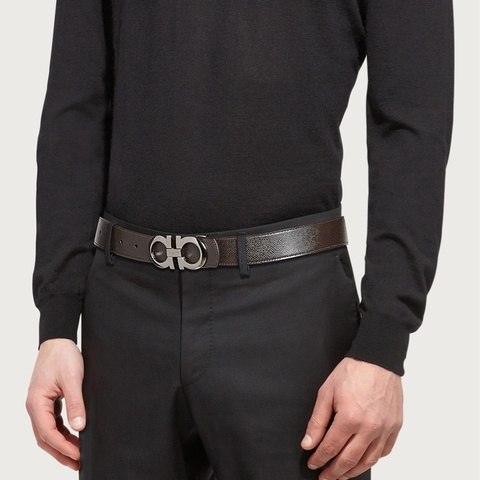 Salvatore Ferragamo 男士 雙面可調節 GANCINI 腰帶85 90 95 100 105 110 115碼3.5cm