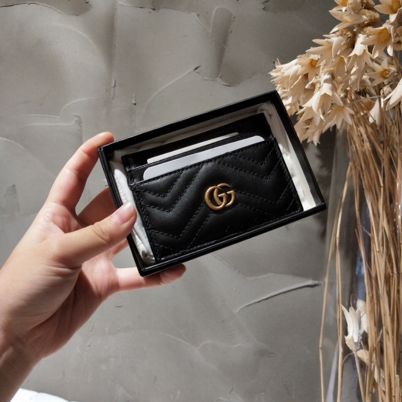Gucci 女士 黑色GG Marmont系列卡片夾ITALY-ONE SIZE 均碼碼-2