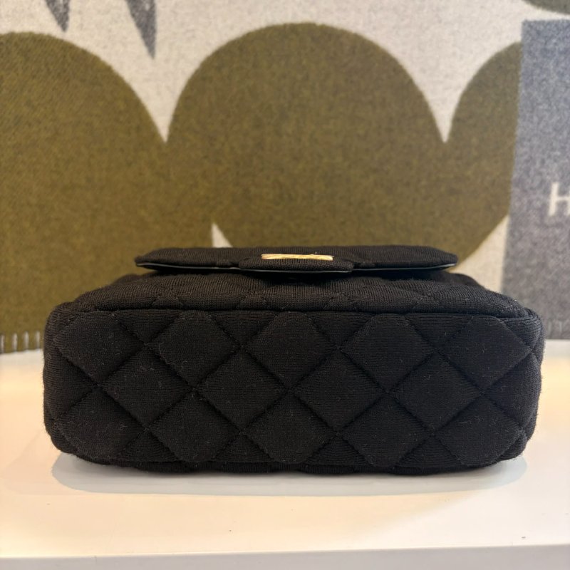 CHANEL MINI HOBO包 黑金布面 /晶片-4