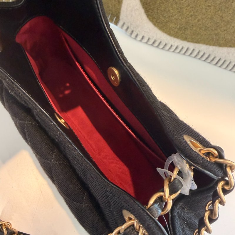 CHANEL MINI HOBO包 黑金布面 /晶片-5