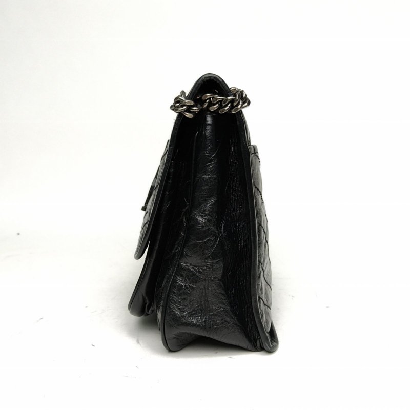 SAINT LAURENT Niki中號28D扣黑色牛皮銀扣肩背包-1