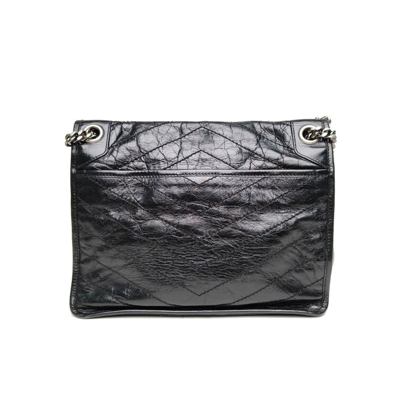 SAINT LAURENT Niki中號28D扣黑色牛皮銀扣肩背包-2