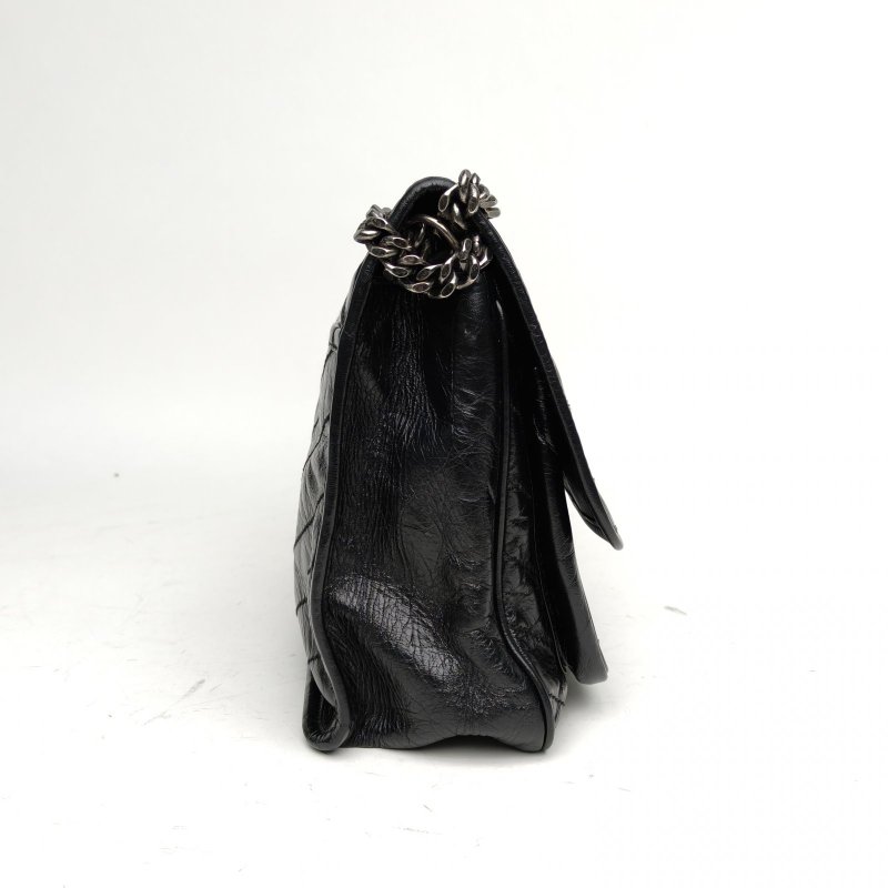 SAINT LAURENT Niki中號28D扣黑色牛皮銀扣肩背包-3