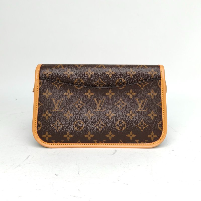 LOUIS VUITTON Diane法棍包24可拆卸黑紫寬肩帶老花PVC晶片肩背包-2