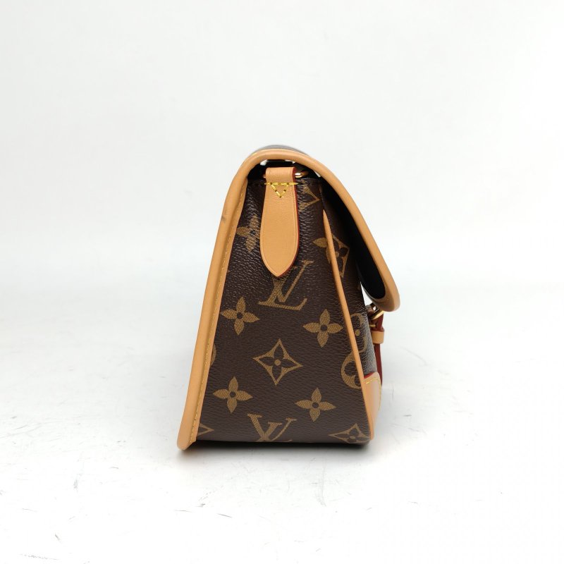 LOUIS VUITTON Diane法棍包24可拆卸黑紫寬肩帶老花PVC晶片肩背包-3