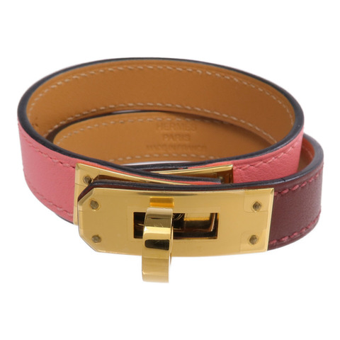 HERMES Swift皮革Kelly Double Tour手鏈Rouge H/Rose Confetti