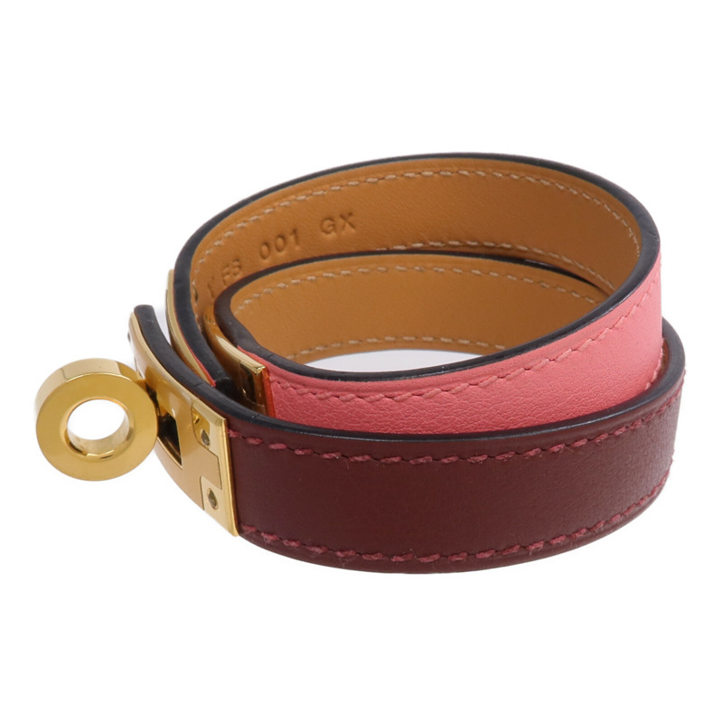 HERMES Swift皮革Kelly Double Tour手鏈Rouge H/Rose Confetti-1