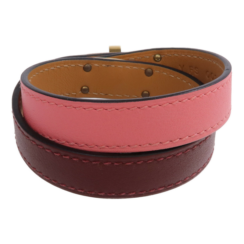 HERMES Swift皮革Kelly Double Tour手鏈Rouge H/Rose Confetti-2