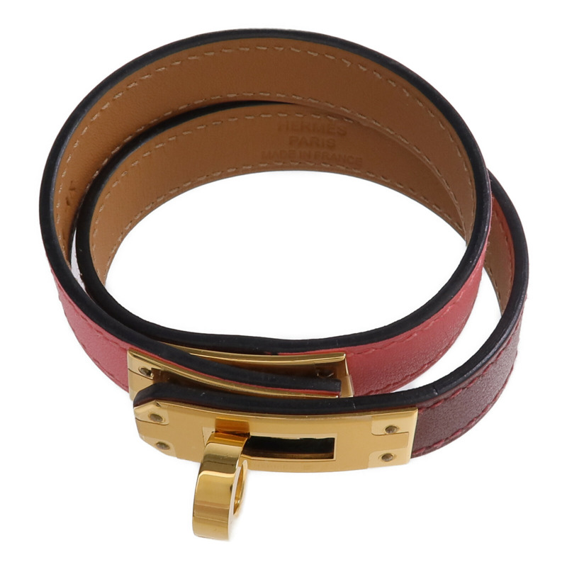 HERMES Swift皮革Kelly Double Tour手鏈Rouge H/Rose Confetti-3
