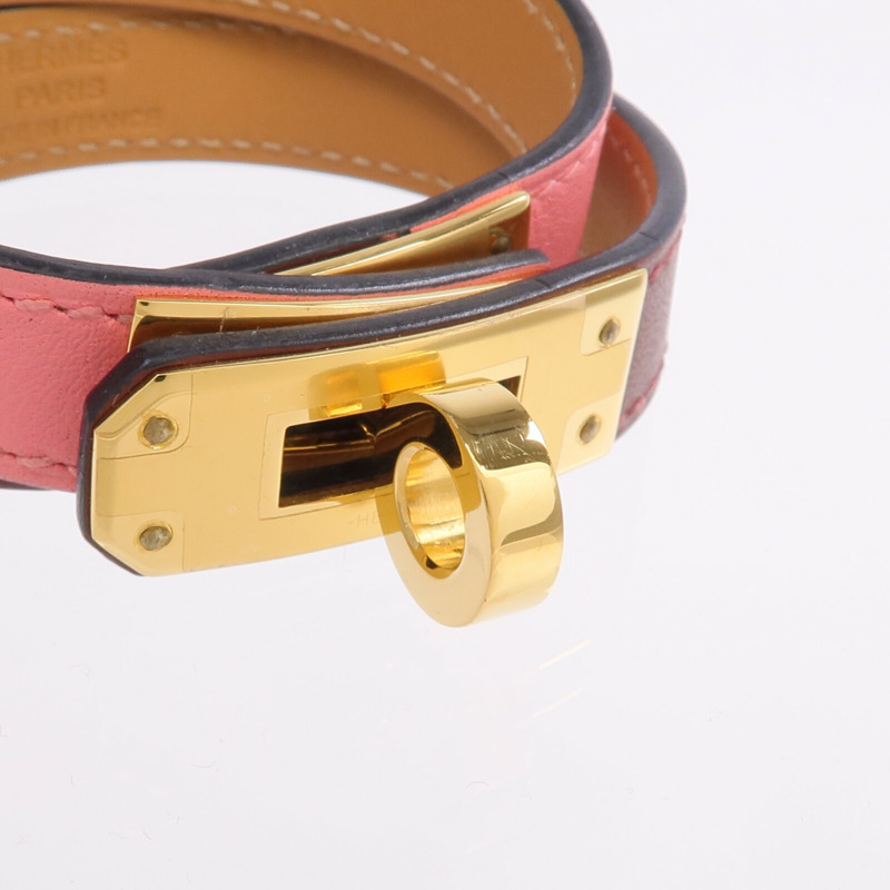 HERMES Swift皮革Kelly Double Tour手鏈Rouge H/Rose Confetti-4