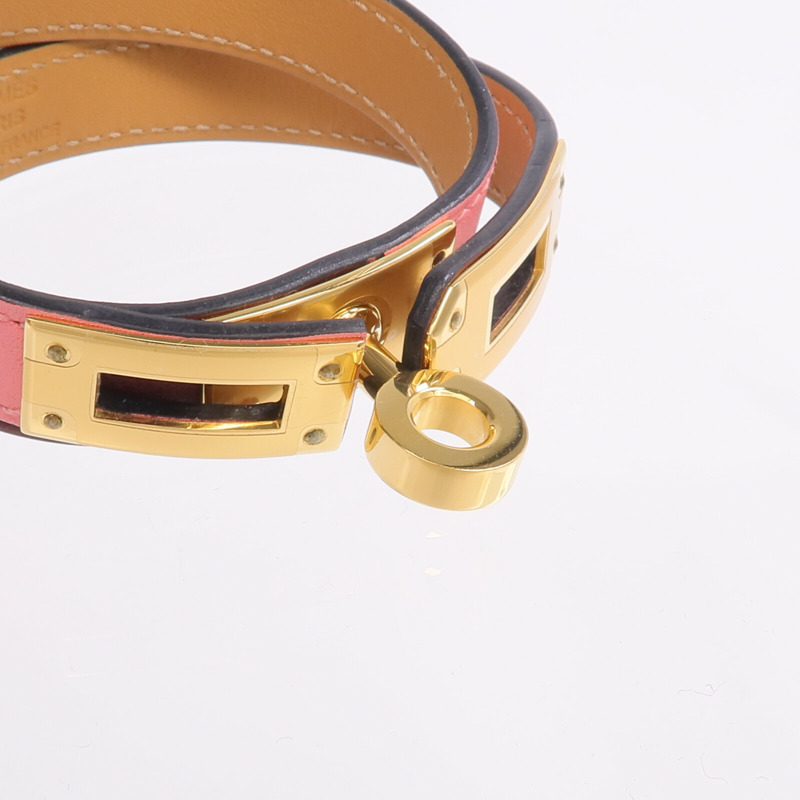 HERMES Swift皮革Kelly Double Tour手鏈Rouge H/Rose Confetti-5