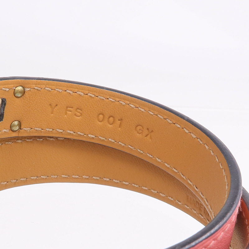 HERMES Swift皮革Kelly Double Tour手鏈Rouge H/Rose Confetti-7