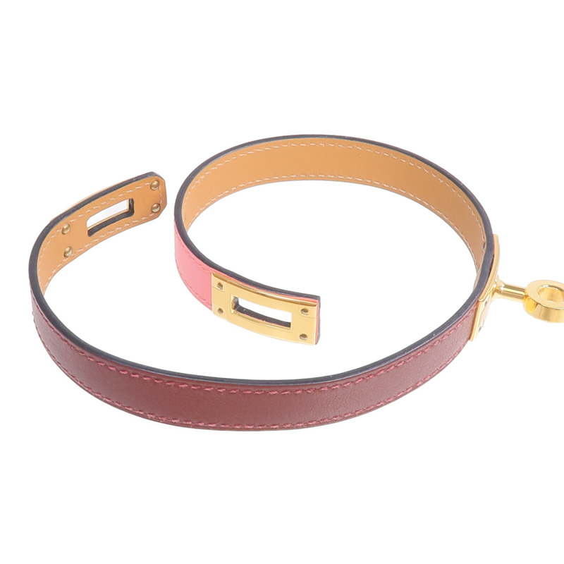 HERMES Swift皮革Kelly Double Tour手鏈Rouge H/Rose Confetti-9
