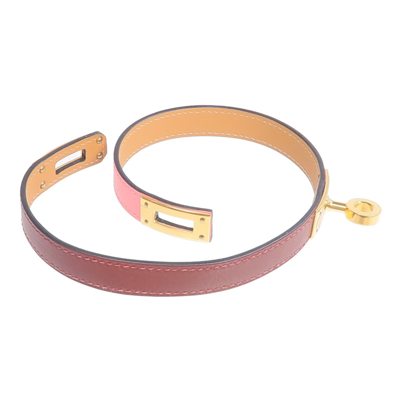HERMES Swift皮革Kelly Double Tour手鏈Rouge H/Rose Confetti-10