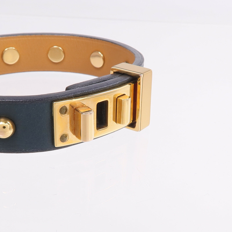 HERMES Swift皮革Mini Dog Clous Ronds Bracelet手鏈Vert Cypress-4